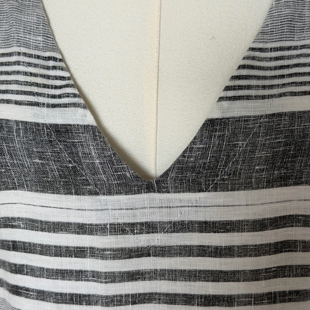 Stella Martini Coastal Linen Striped V-Neck Tunic Top Cover Up-Made in Italy-M - Picture 3 of 11